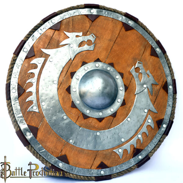 Medieval Warrior Wooden Dragon Viking Round Shield - Image 2