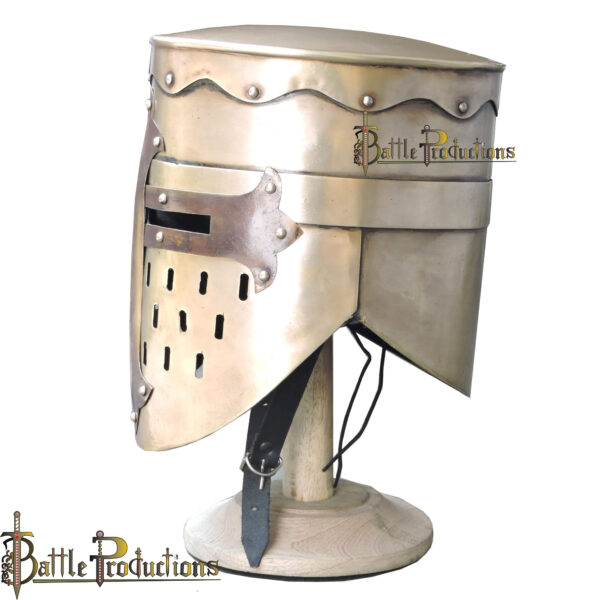 Medieval Templar Crusader Knight Helmet (Brass Antique) (BPHL2380) - Image 4