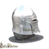 Medieval Visored Barbuta Helmet with Aventail (BPHL2381) - Image 4