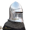 Medieval Visored Barbuta Helmet with Aventail (BPHL2381) - Image 2