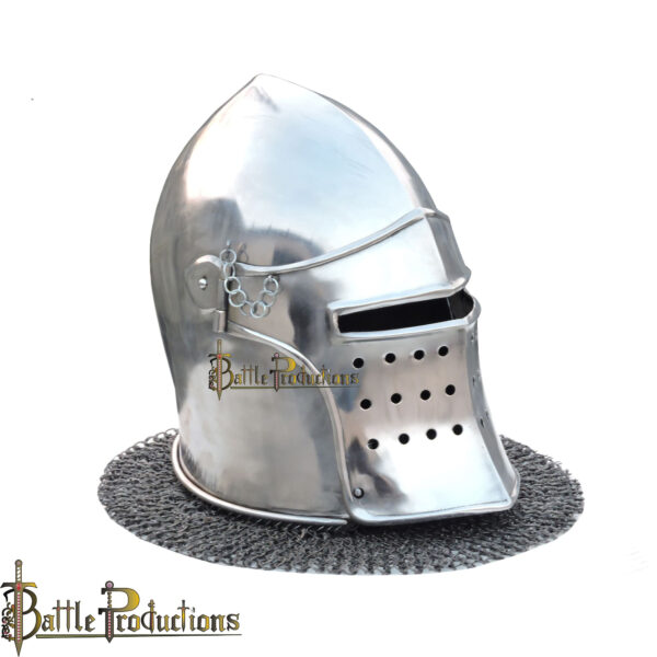 Medieval Visored Barbuta Helmet with Aventail (BPHL2381)