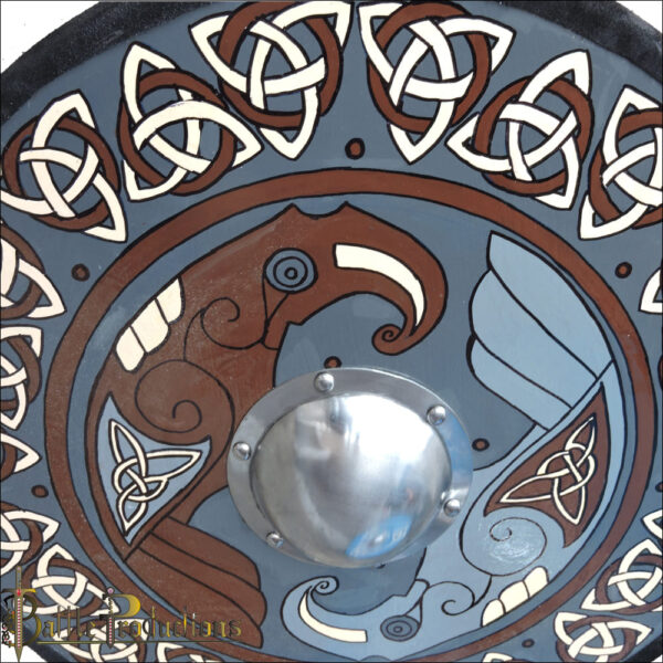 Medieval Round Viking Shield with Stylized Eagle Decors - Image 2