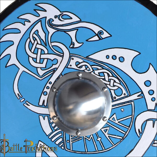 ROUND VIKING SHIELD WITH STYLIZED DRAGON DECOR - Image 2