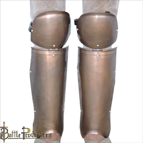 Medieval Antique Greaves with Knee Cops (BPLG2812) - Image 4