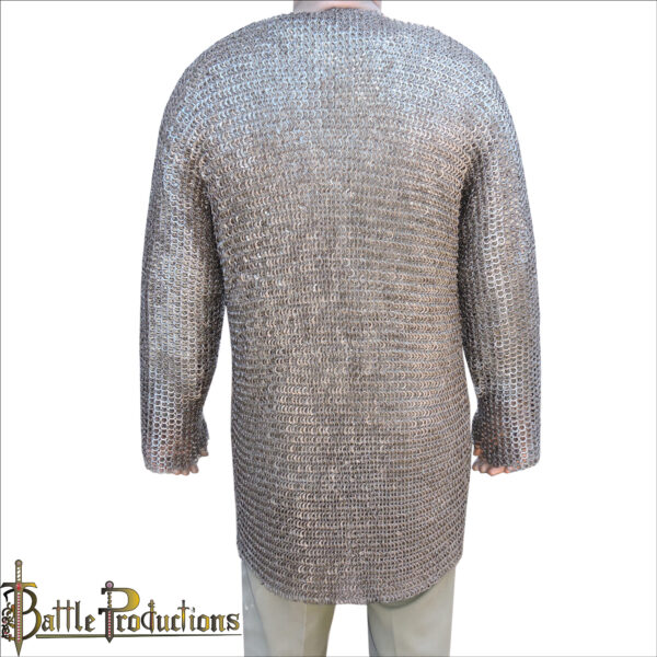 Medieval Riveted Flat Rings Full Sleeves Chainmail Hauberk - Image 6