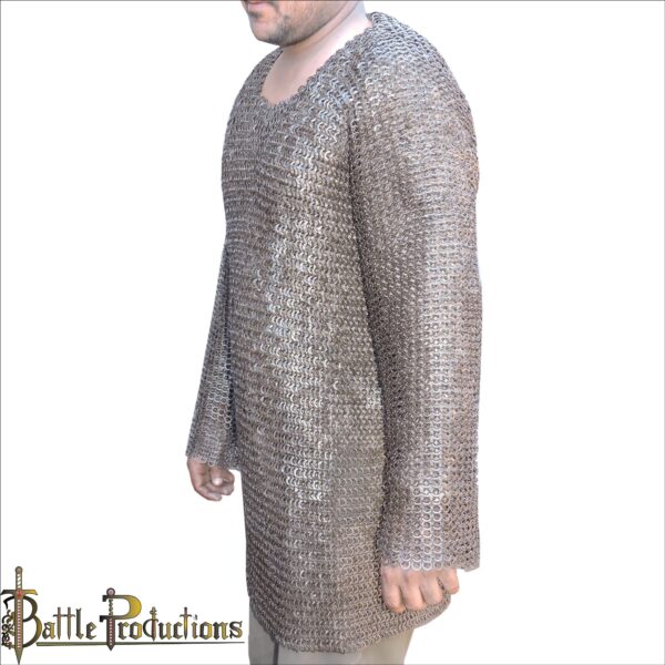 Medieval Riveted Flat Rings Full Sleeves Chainmail Hauberk - Image 4