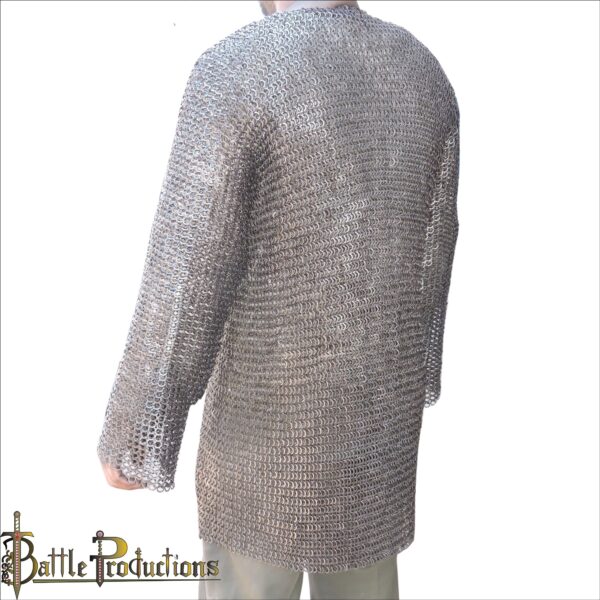 Medieval Riveted Flat Rings Full Sleeves Chainmail Hauberk - Image 5