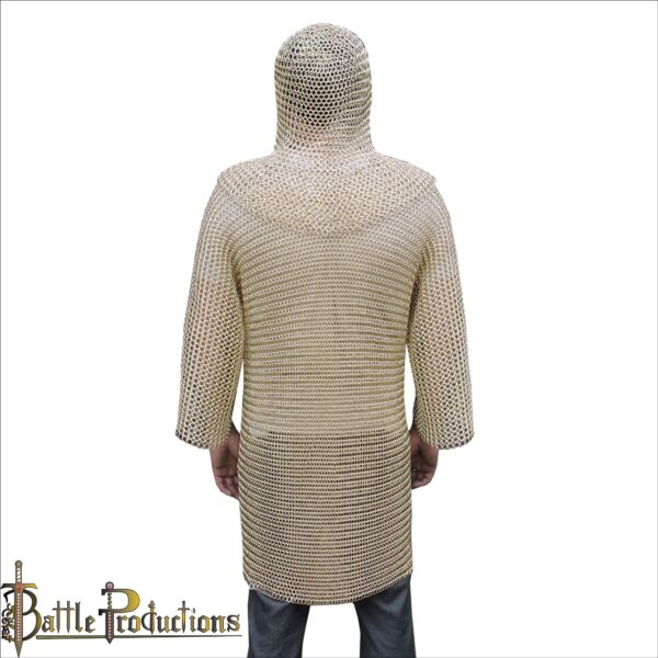 Medieval Butted Coif and Full Sleeves Chainmail Hauberk - Image 6