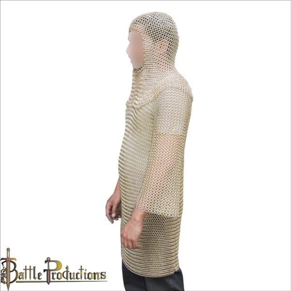 Medieval Butted Coif and Full Sleeves Chainmail Hauberk - Image 5