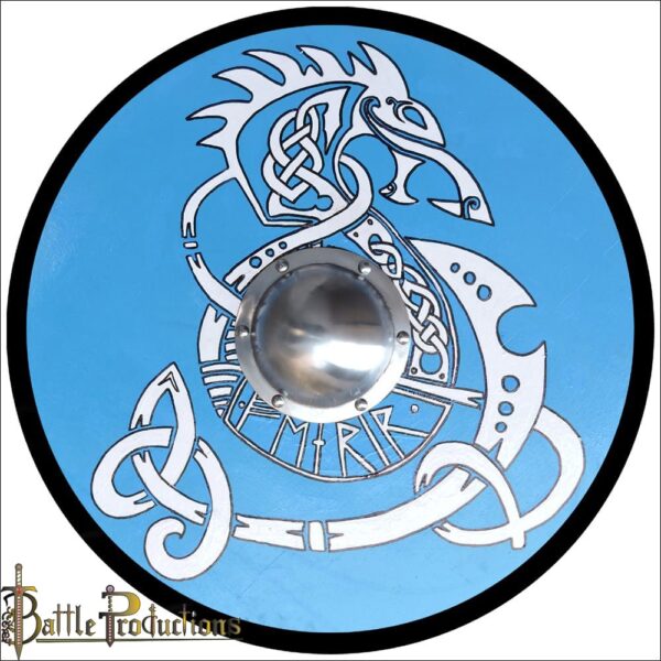 ROUND VIKING SHIELD WITH STYLIZED DRAGON DECOR