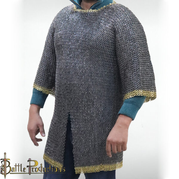 Medieval Flat Ring Riveted Full Sleeves Chainmail Hauberk - Image 3