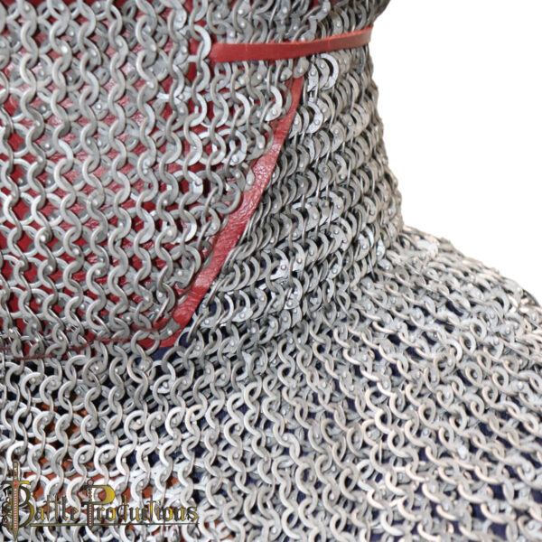 Medieval Round Ring Riveted Chainmail Coif with Mask - Image 11