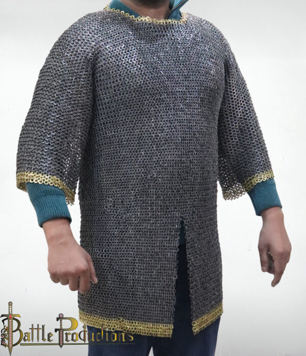 Medieval Flat Ring Riveted Full Sleeves Chainmail Hauberk - Image 2