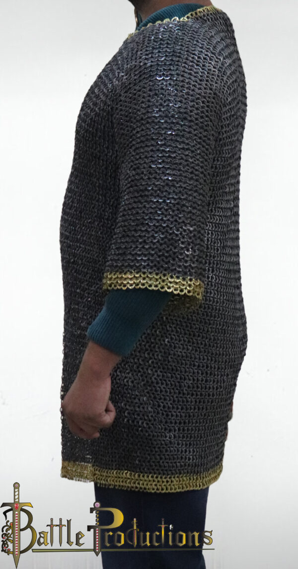 Medieval Flat Ring Riveted Full Sleeves Chainmail Hauberk - Image 7