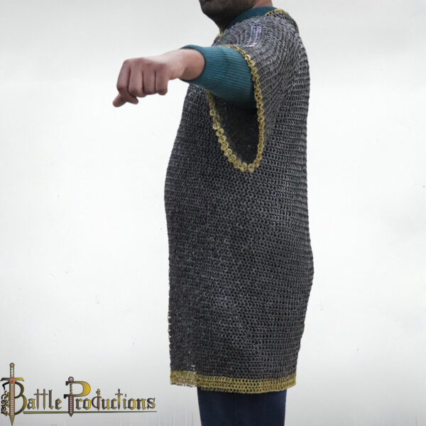 Medieval Flat Ring Riveted Full Sleeves Chainmail Hauberk - Image 6