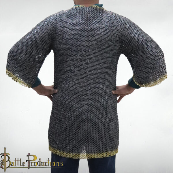 Medieval Flat Ring Riveted Full Sleeves Chainmail Hauberk - Image 8