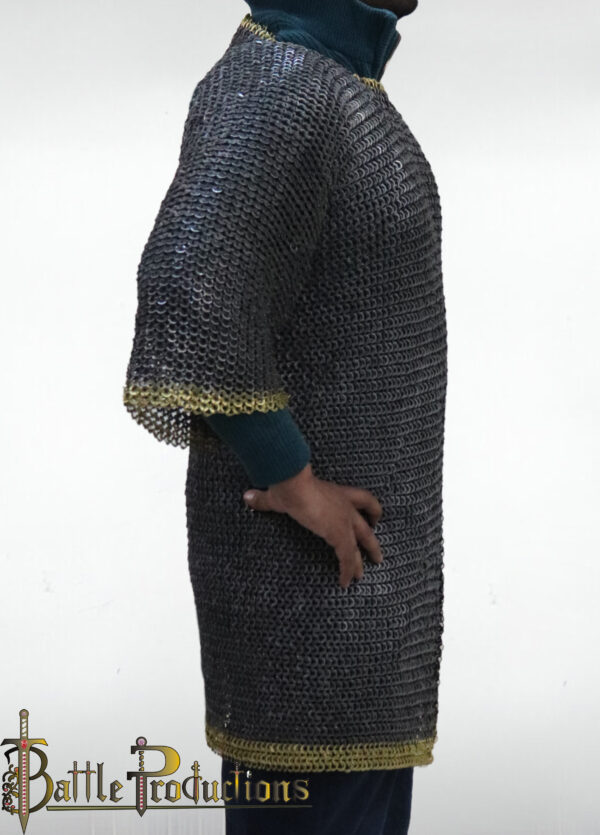 Medieval Flat Ring Riveted Full Sleeves Chainmail Hauberk - Image 5