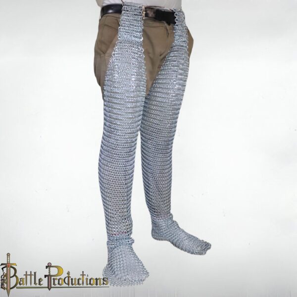 Medieval Butted Chainmail Chausses with Integrated Foot Protection Leggings - Image 2