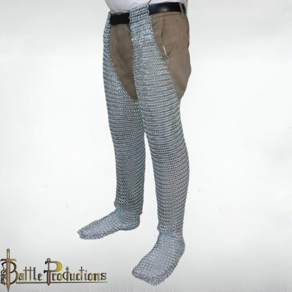 Medieval Butted Chainmail Chausses with Integrated Foot Protection Leggings - Image 3