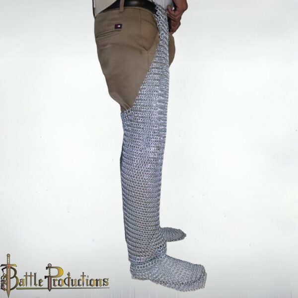 Medieval Butted Chainmail Chausses with Integrated Foot Protection Leggings - Image 4