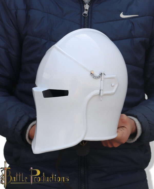 Medieval Visored Barbuta Helmet - Image 9