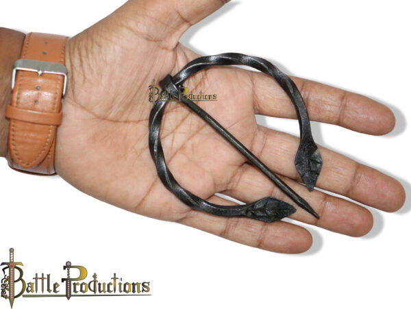 Hand-Forged Iron Leaf Design Cloak Pin - Image 6