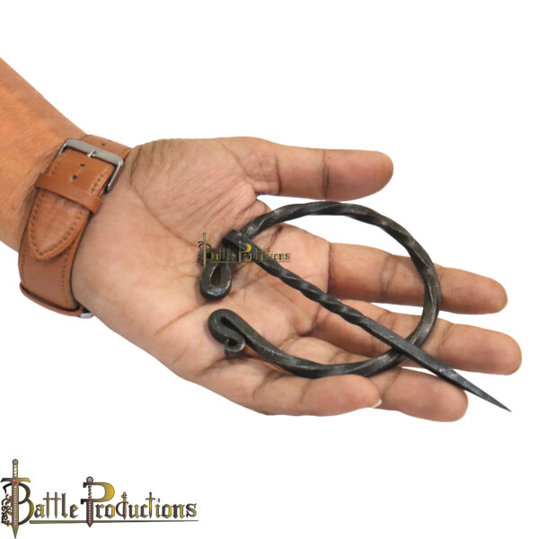 Hand-Forged Iron Ring Brooch Cloak Pin - Image 6