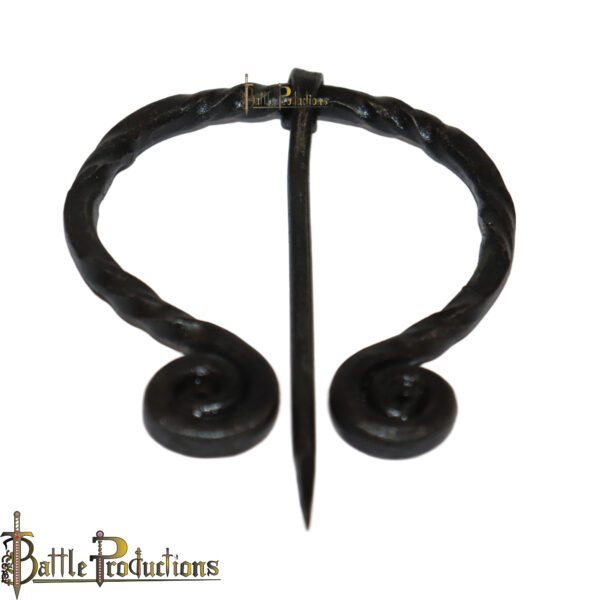 Medieval Twist Cloak Pin – Hand-Forged Iron Brooch