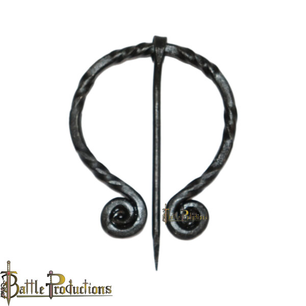 Medieval Twist Cloak Pin – Hand-Forged Iron Brooch - Image 2