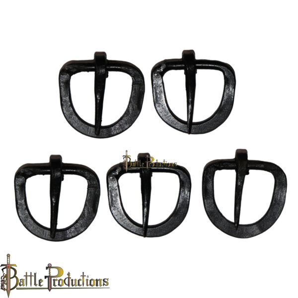 Medieval Hand-Forged Iron D-Shaped Belt Buckle – Set of 5
