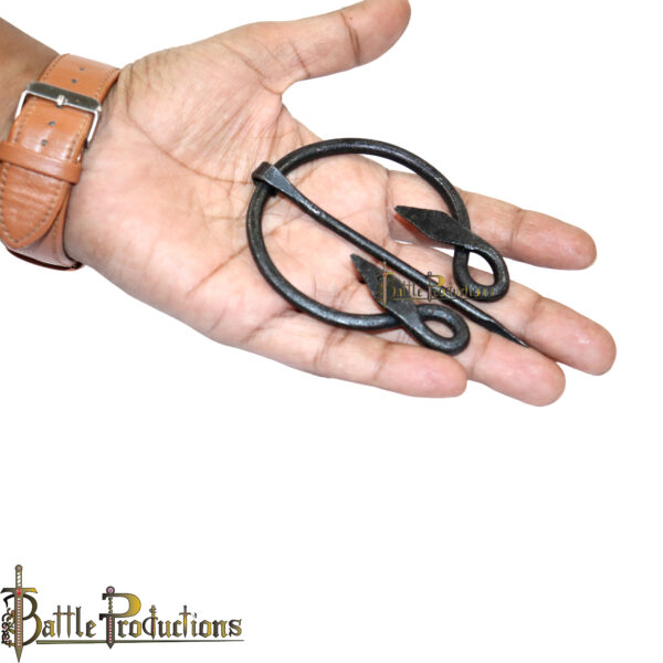 Medieval Hand-Forged Iron Cloak Brooch with Pin - Image 5