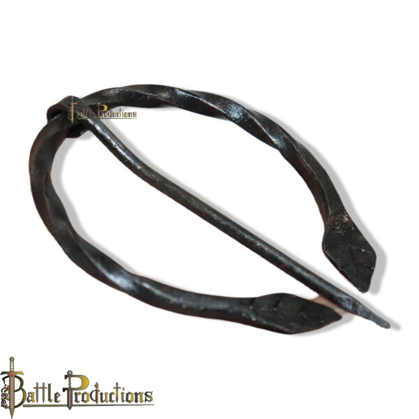 Hand-Forged Iron Leaf Design Cloak Pin - Image 3