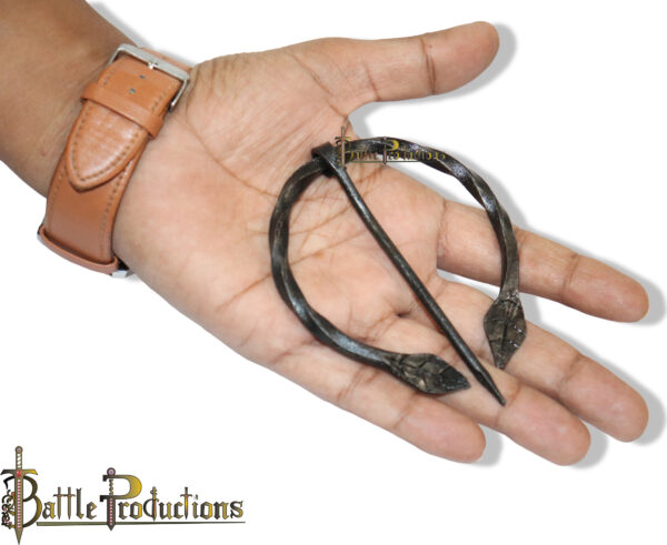 Hand-Forged Iron Leaf Design Cloak Pin - Image 4