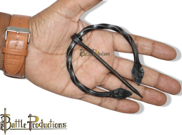 Hand-Forged Iron Leaf Design Cloak Pin - Image 5