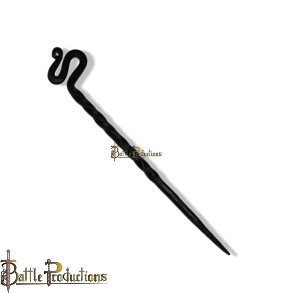 Hand-Forged Iron Hair Stick – Twisted Design with Serpent Motif