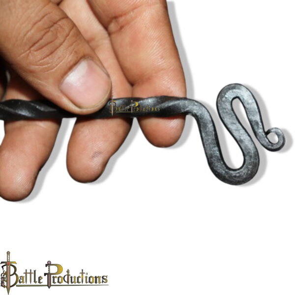 Hand-Forged Iron Hair Stick – Twisted Design with Serpent Motif - Image 5