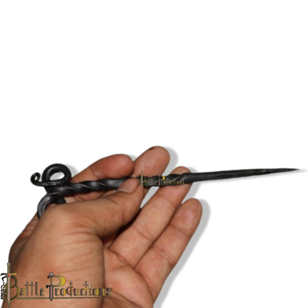 Hand-Forged Iron Hair Stick – Double Loop Design - Image 4