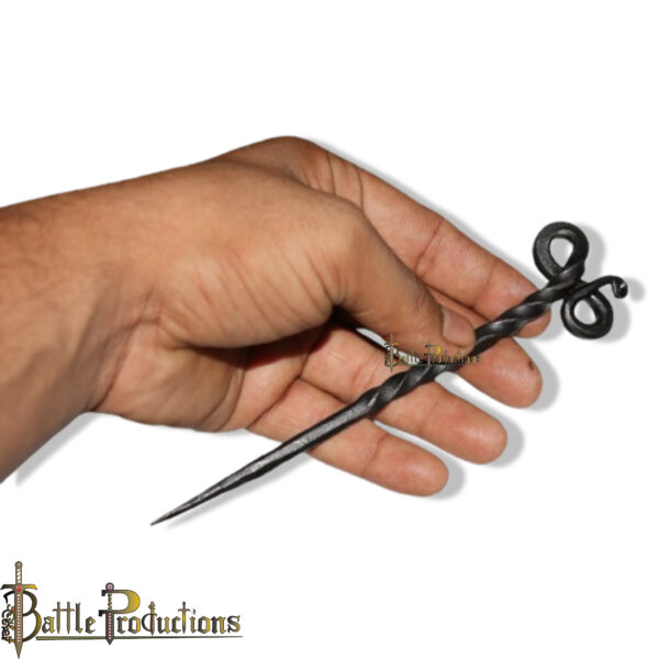 Hand-Forged Iron Hair Stick – Double Loop Design - Image 3