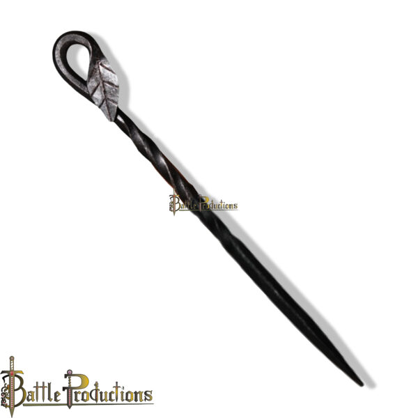 Hand-Forged Iron Hair Stick with Leaf Design