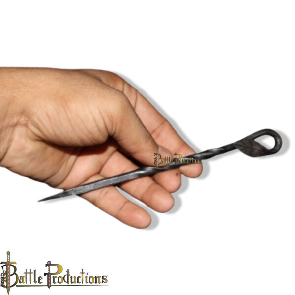 Hand-Forged Iron Hair Stick with Leaf Design - Image 4