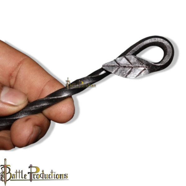 Hand-Forged Iron Hair Stick with Leaf Design - Image 5