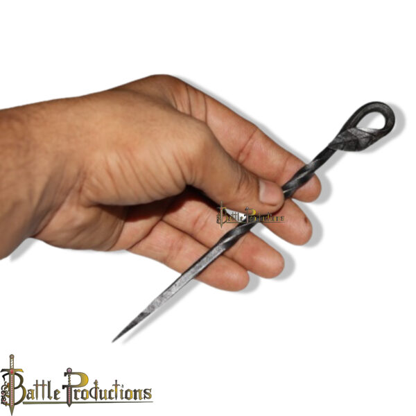 Hand-Forged Iron Hair Stick with Leaf Design - Image 6