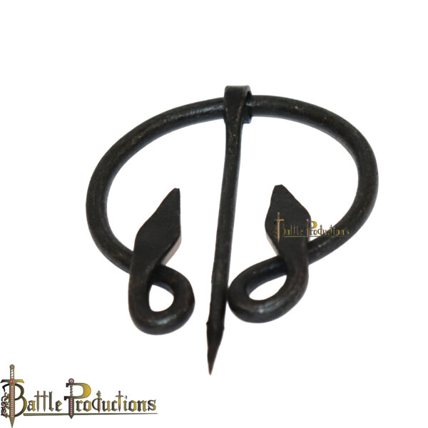 Medieval Hand-Forged Iron Cloak Brooch with Pin